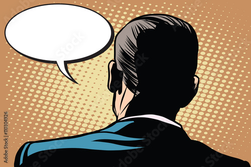 Male back comic bubble conversation communication