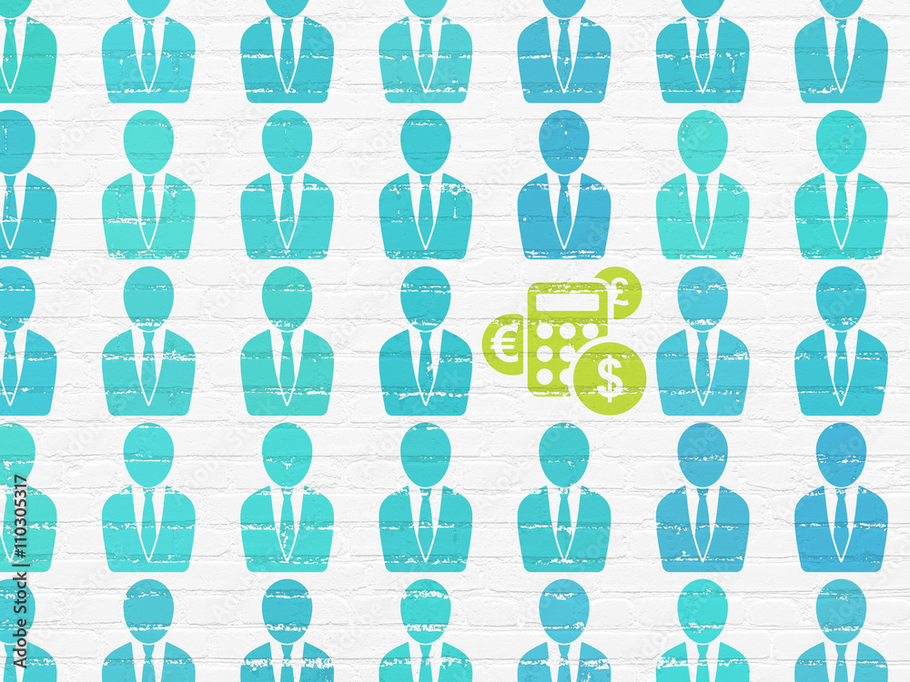 Business concept: calculator icon on wall background Business concept: calculator icon on wall background
