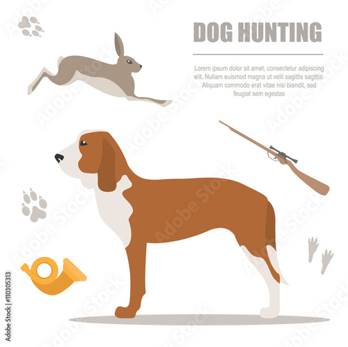 Dog hunting. Flat style.