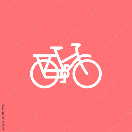 Mountain Bike Icon on a pink background, high-quality modern logo the design flat linear style © DesignerVectoros