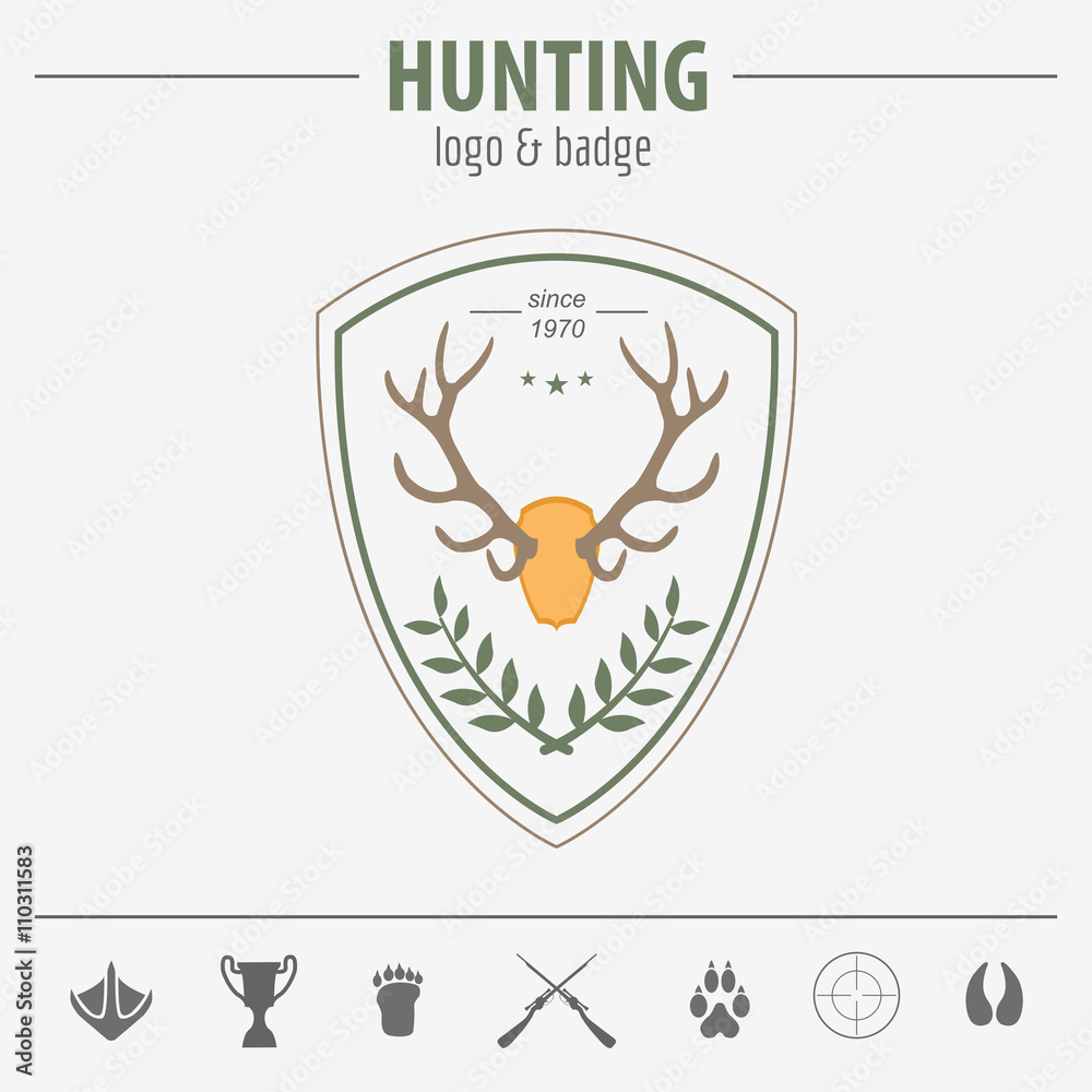 Hunting logo and badge template. Flat design. Vector illustratio Hunting logo and badge template. Flat design. Vector illustratio