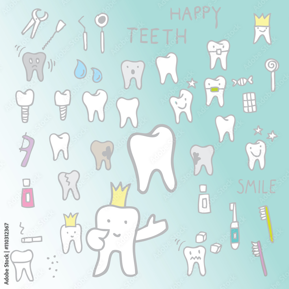 Teeth - set of freehand drawing