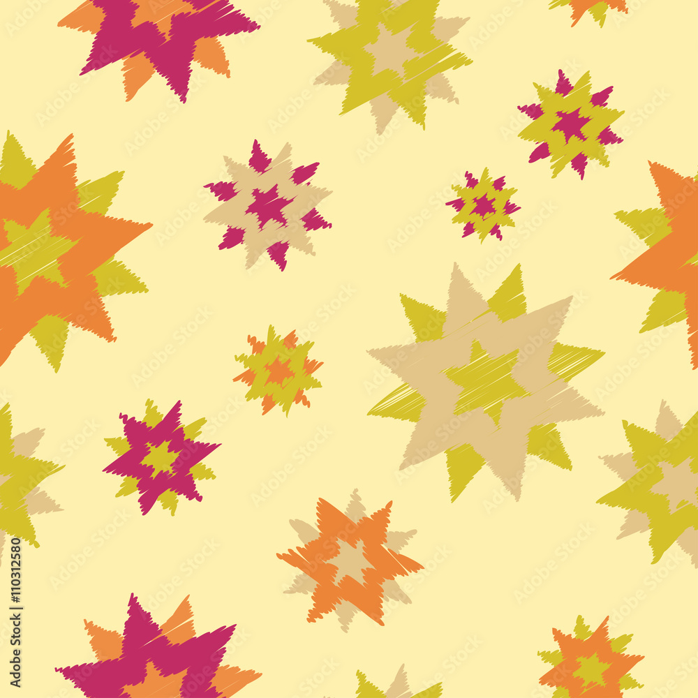 Seamless decorative vector background with stars. Print. Cloth design, wallpaper.
