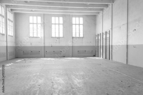 interior of an old abandoned building