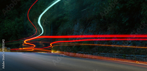 Fototapeta light trails in tunnel
