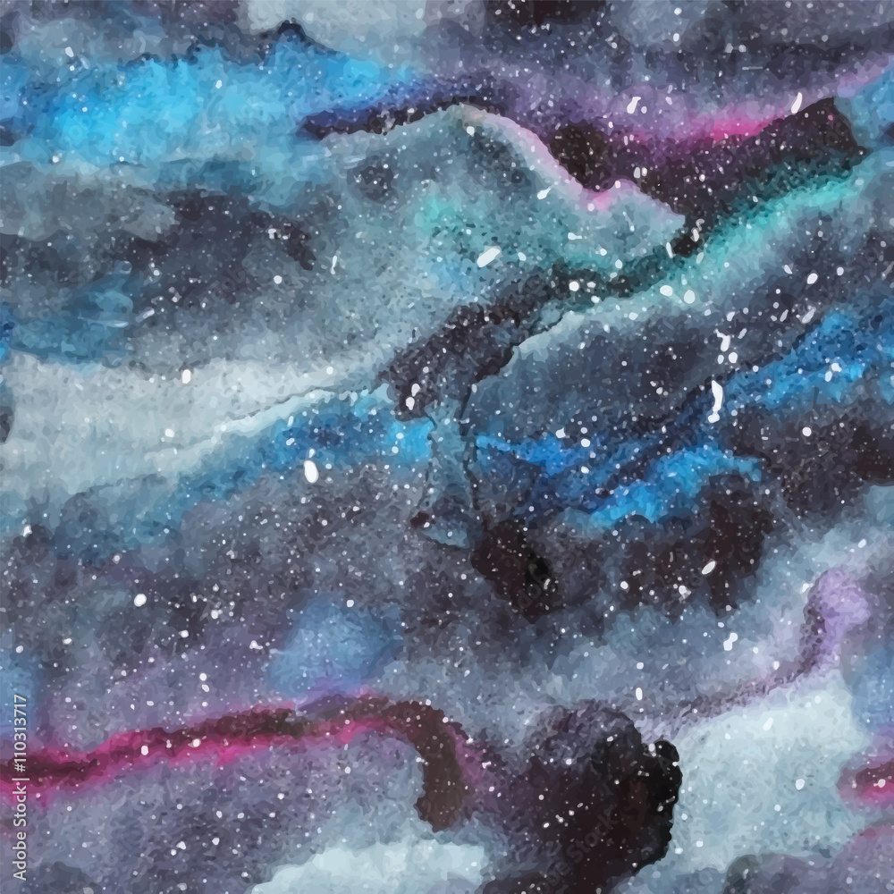 Fototapeta premium Watercolor galaxy illustration. Seamless pattern.