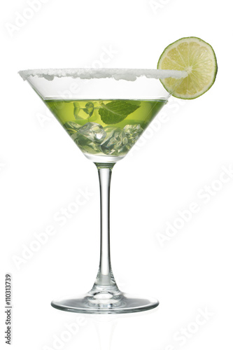 lemon juice in martini glass.