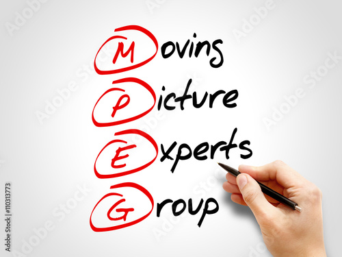 MPEG Moving Picture Experts Group, acronym concept photo
