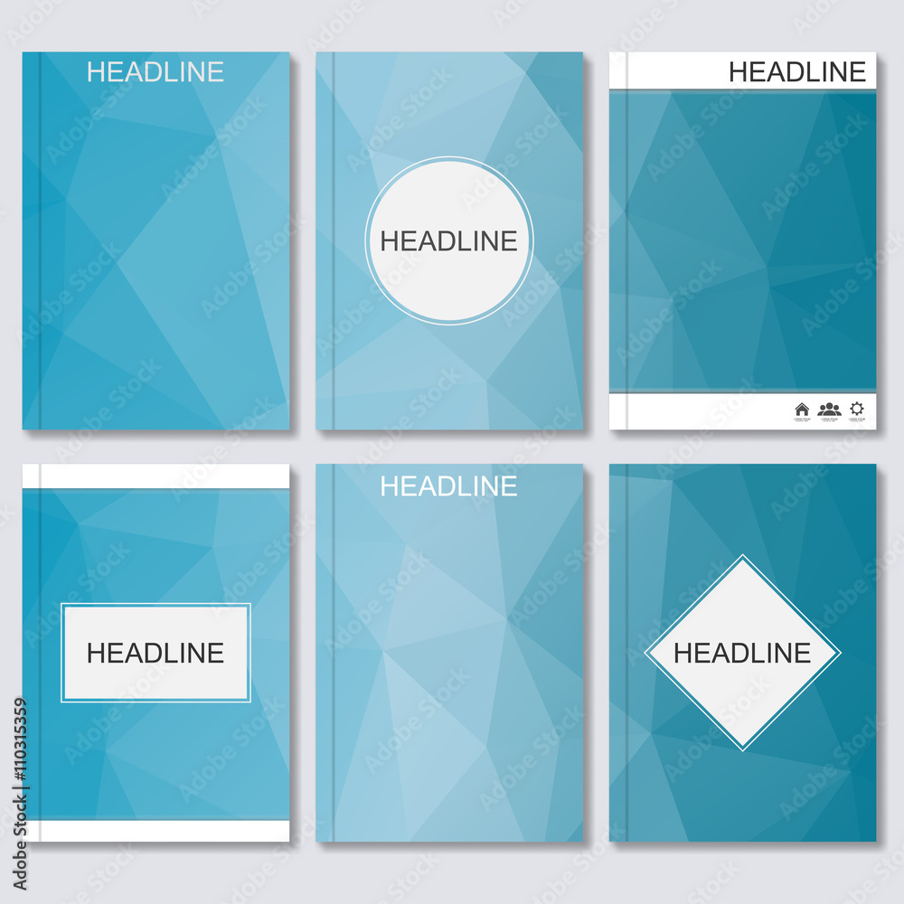 Fototapeta premium Modern vector templates for brochure, flyer, cover magazine or report in A4 size. Abstract geometric background with triangles. Vector illustration