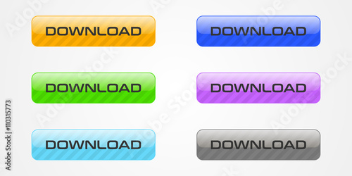 Set of colored download buttons