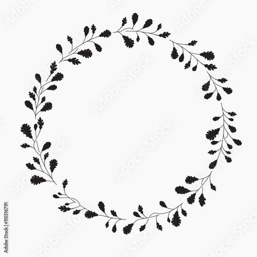 Wreath with leaves  vector illustration. Oak leaves