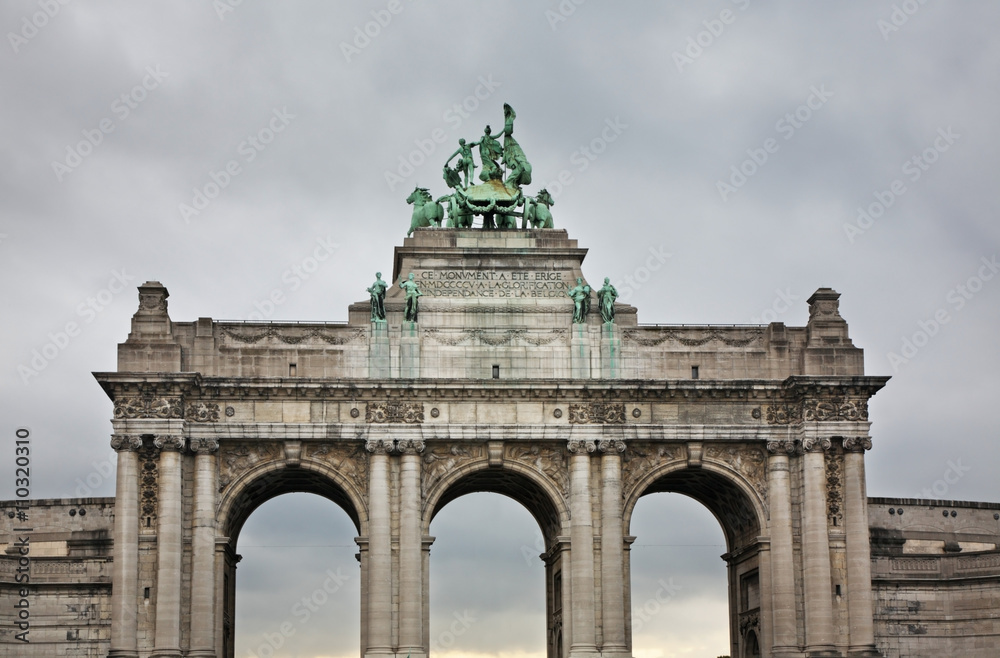 Triumphal arch in Parc du Cinquantenaire – Jubelpark. Brussels. Belgium