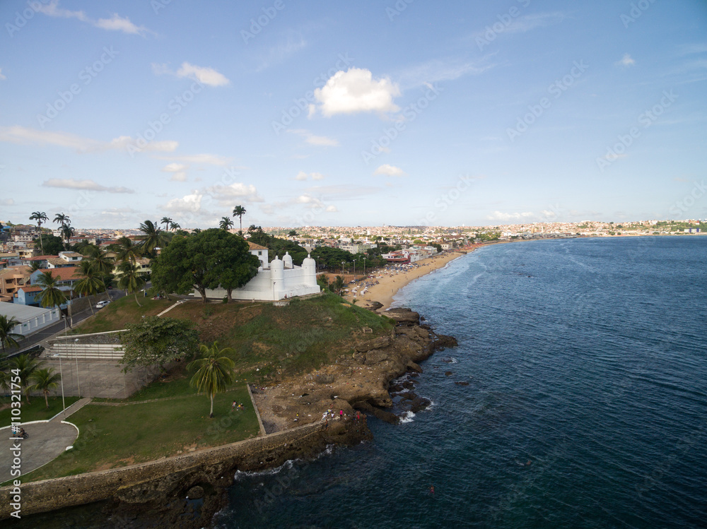 Aerial View of Forte de Monte Serrat Fort in Salvador, Bahia, Brazil