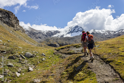 Hiking trail in Aosta Valley, Italy photo