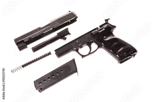 Black gun on white background