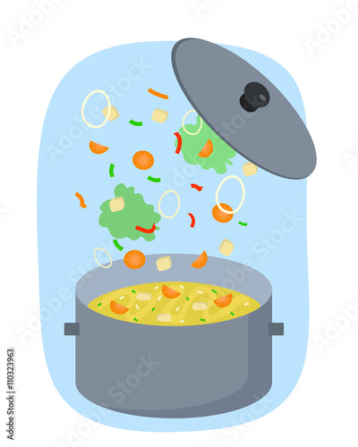 Healthy vegetable soup vector illustration