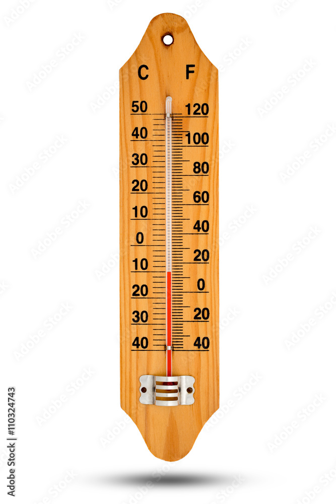 Thermometer on wooden base with celsius scale. Icon for your design. Temperature -10 degree Celsius. Thermometer on wooden base with celsius scale. Icon for your design. Temperature -10 degree Celsius.