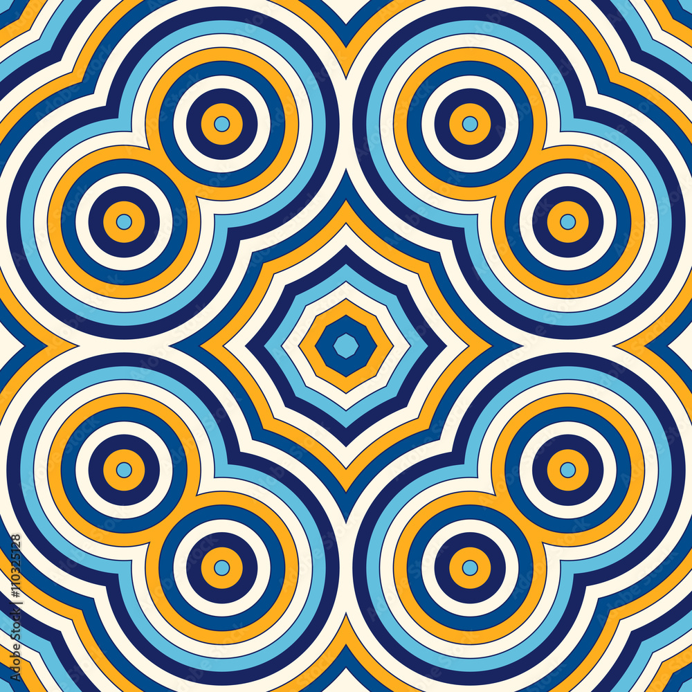 Fototapeta premium Bright ethnic abstract background. Seamless pattern with symmetric geometric ornament.