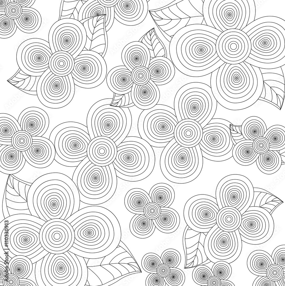 Fototapeta premium Floral design. Doodle illustration. white background