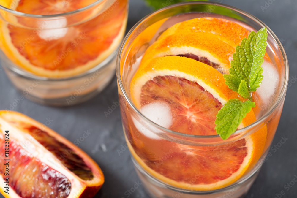 fresh homemade lemonade with red oranges, lemon and mint fresh homemade lemonade with red oranges, lemon and mint