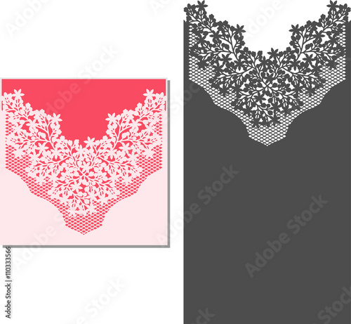 Laser Cut Invitation Card. Laser-cut pattern for invitation wedding card. Wedding invitation envelope template.