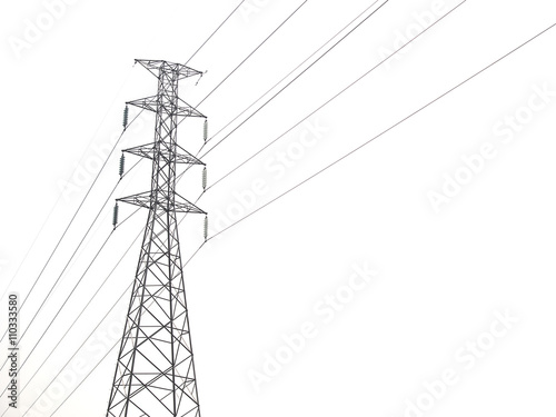 High voltage pole isolated on white background