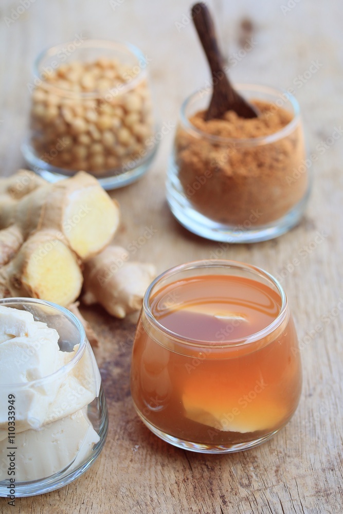 soybean curd and fresh ginger