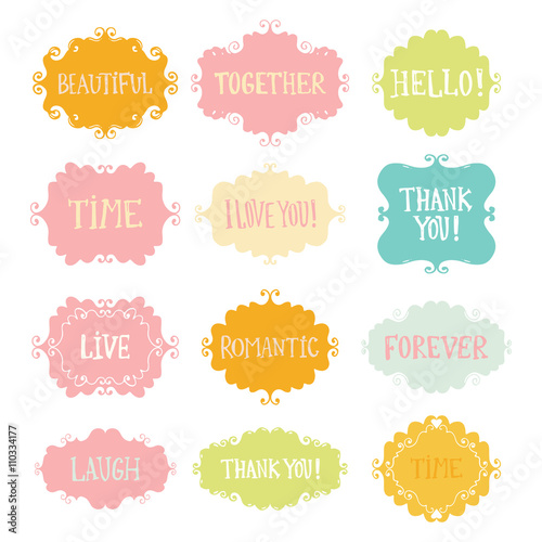 Vintage hand drawn frames set