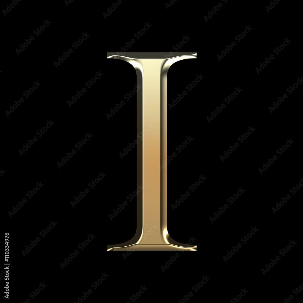 Golden matte letter I, jewellery font collection. Golden matte letter I, jewellery font collection.