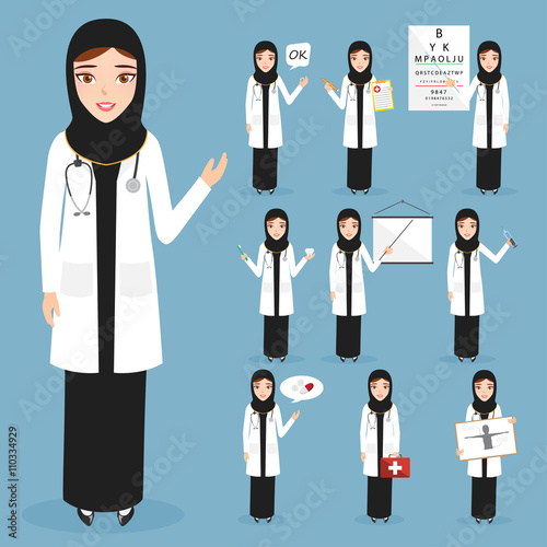 arab doctor character at hospital. healthcare medical.