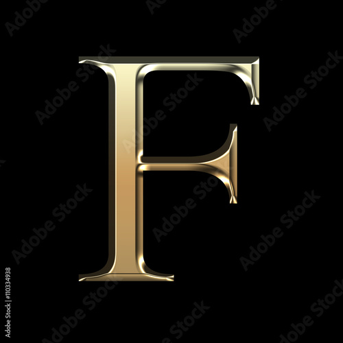 Obraz na płótnie Golden matte letter F, jewellery font collection.