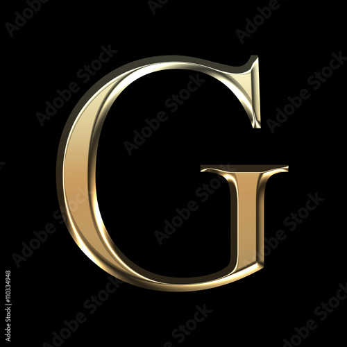 Golden matte letter G, jewellery font collection.