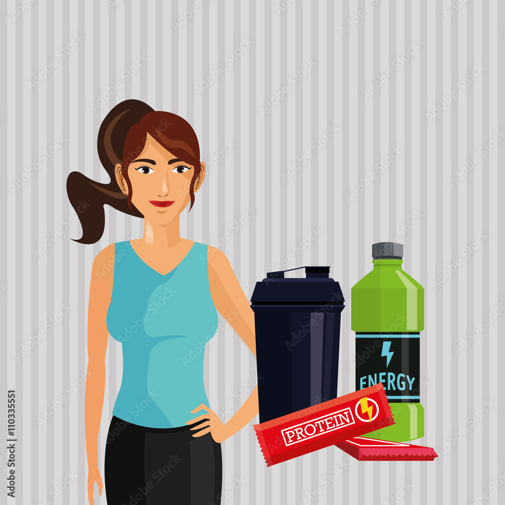 Healthy lifestyle. cartoon woman design. bodybuilding concept Healthy lifestyle. cartoon woman design. bodybuilding concept