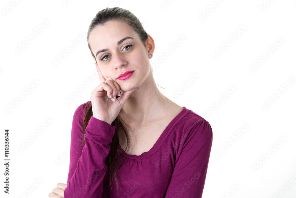 Beautiful thoughtful woman looking at the camera Beautiful thoughtful woman looking at the camera