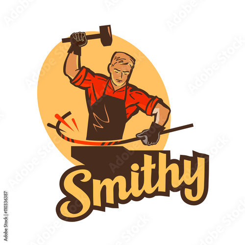 smithy, blacksmith label and logo