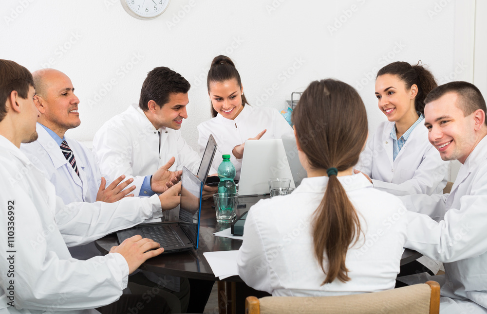 Fototapeta premium Medics at colloquium in clinic.