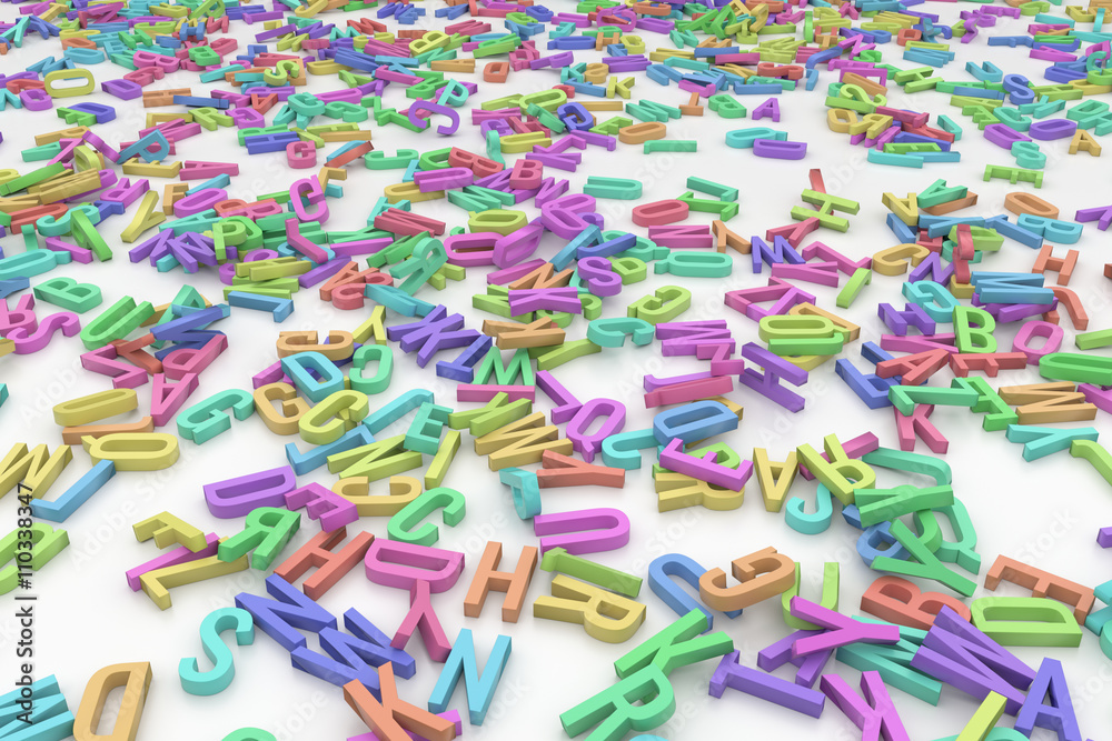Fototapeta premium Hundreds colored alphabet letters