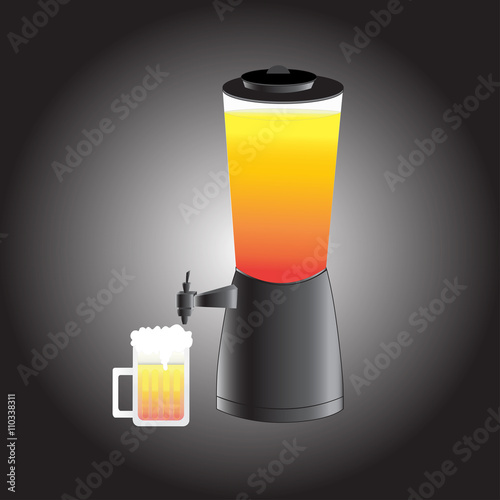 beer mug and  Draft beer tower tap, vector illustration.