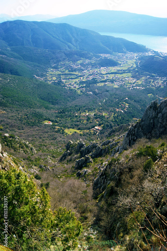 View from the mountain to the village Zelenika (Montenegro)
