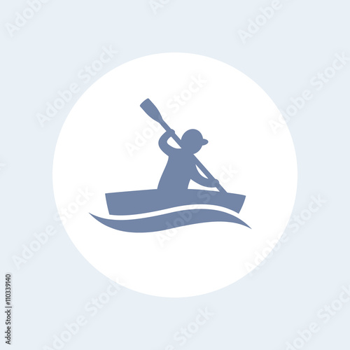 kayak isolated icon, canoeing, rowing icon, sign, vector illustration