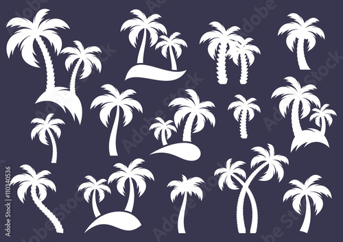 Palm tree silhouette icons