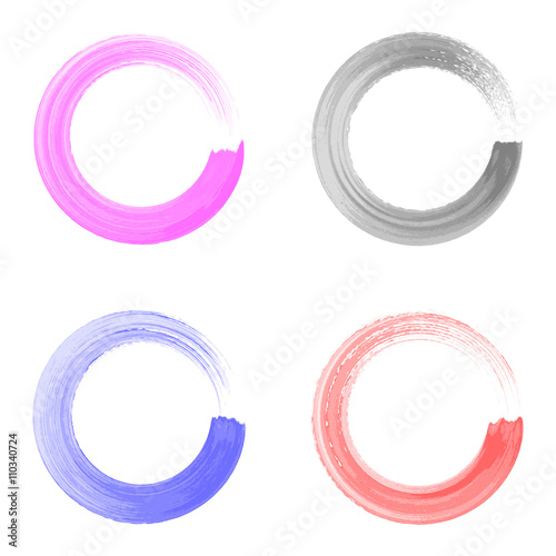 Vector watercolor circle brush strokes