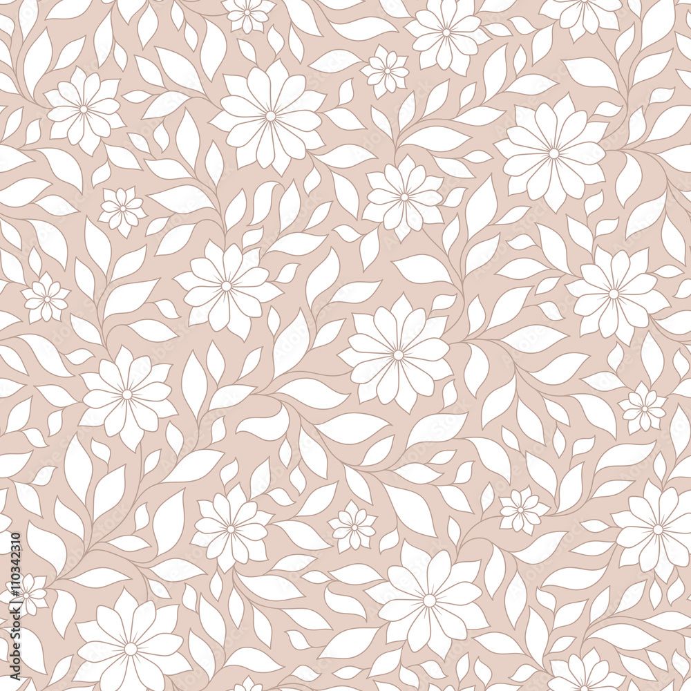 Ornate floral seamless texture, endless pattern with flowers.