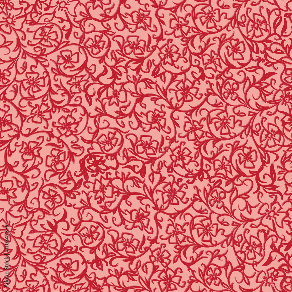 Background with floral ornament in pink and red colors. Vector illustration. Background with floral ornament in pink and red colors. Vector illustration.