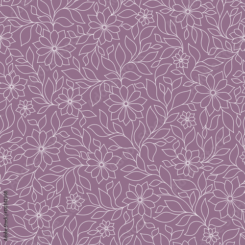 Vector illustration of seamless pattern with abstract flowers