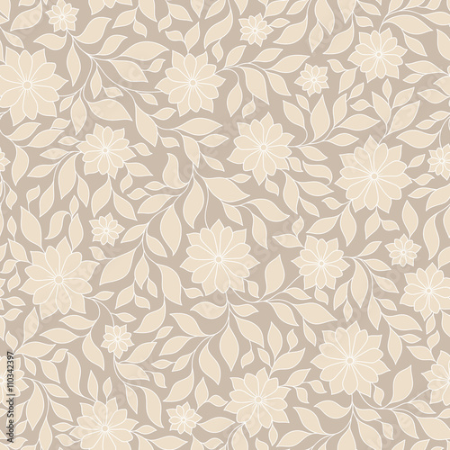 Ornate floral seamless texture, endless pattern with flowers.