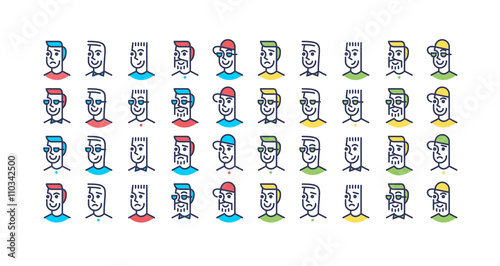 Line art design men icon set