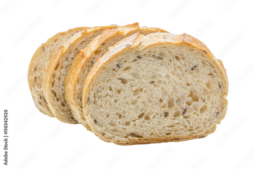Slice french bread isolated on white background Slice french bread isolated on white background
