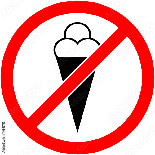 No ice cream, food, eat prohibited symbol. Vector