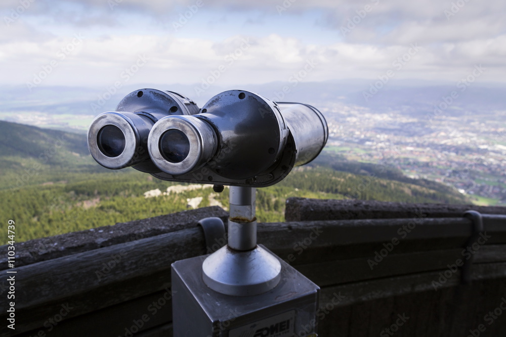 Public telescope view from Jested mountain near Liberec Czech republic